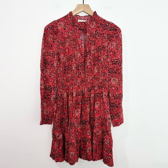 Ulla Johnson Liv Poppy Floral Dress Split V-neck Mini Dress size 0 - Picture 2 of 5